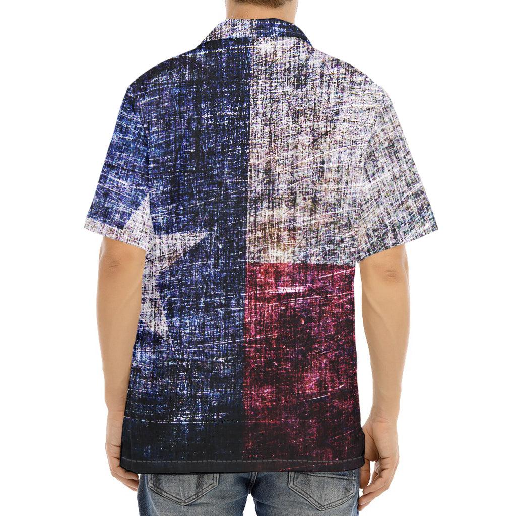 Grunge Texas Flag Print Aloha Shirt