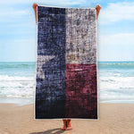 Grunge Texas Flag Print Beach Towel