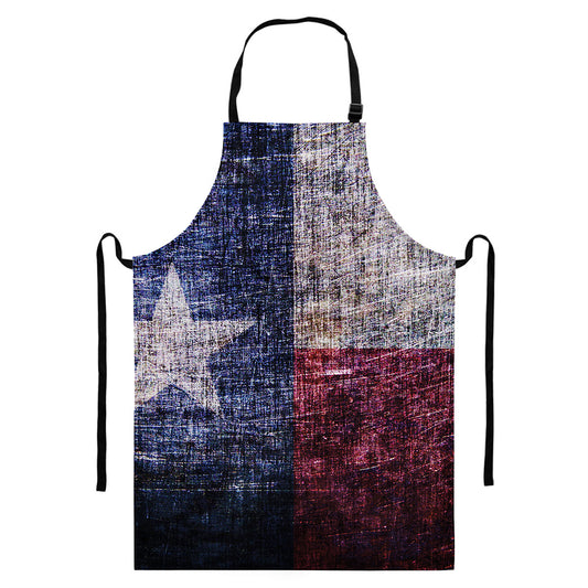 Grunge Texas Flag Print Bib Apron With Pocket