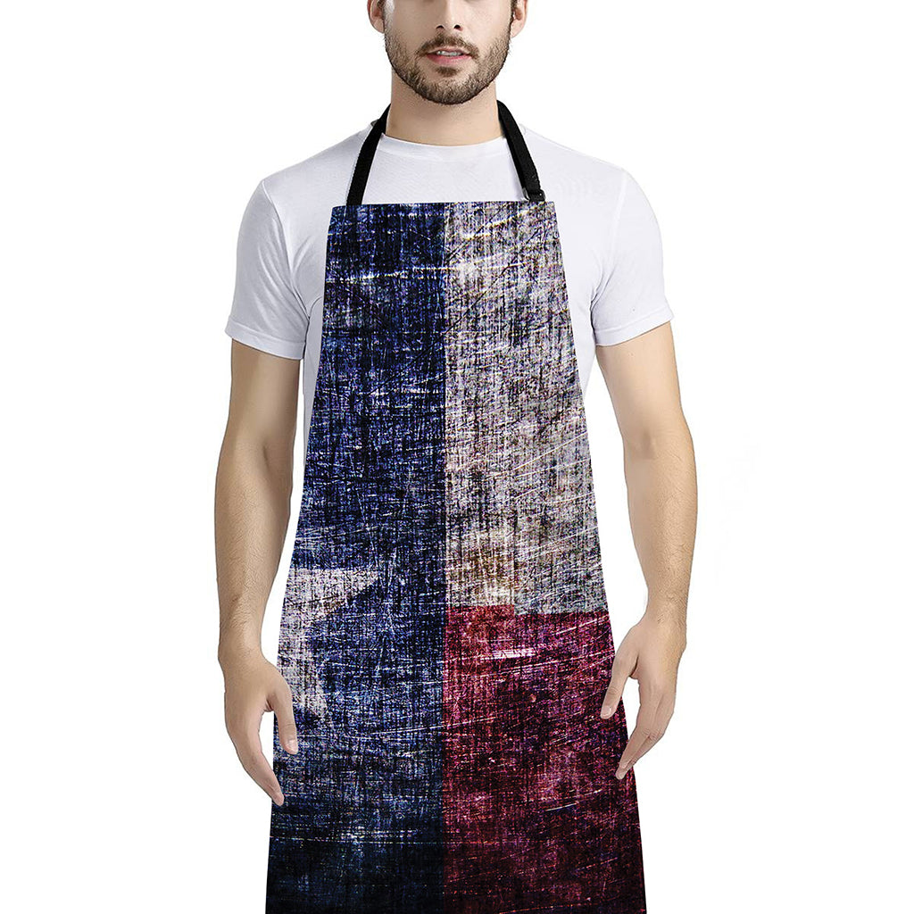 Grunge Texas Flag Print Bib Apron With Pocket