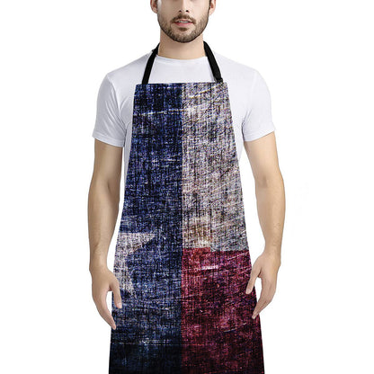 Grunge Texas Flag Print Bib Apron With Pocket