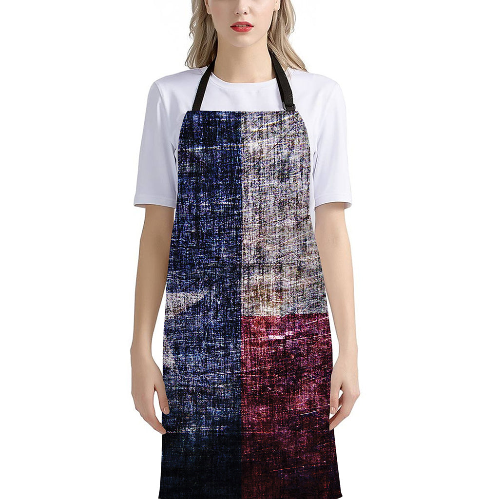Grunge Texas Flag Print Bib Apron With Pocket