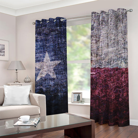 Grunge Texas Flag Print Blackout Grommet Curtains