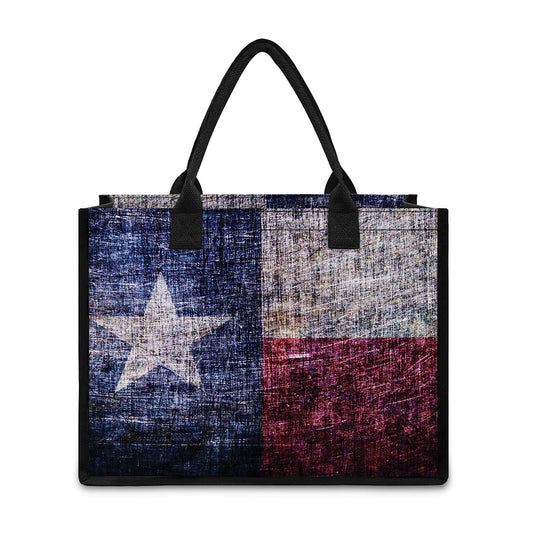 Grunge Texas Flag Print Canvas Tote Bag