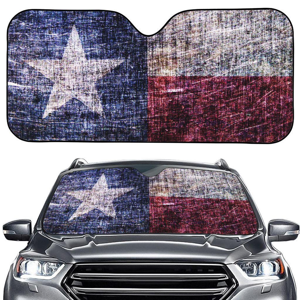 Grunge Texas Flag Print Car Windshield Sun Shade