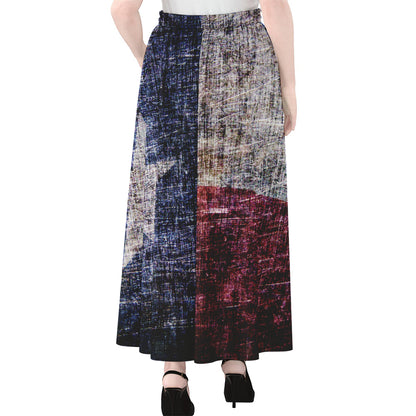 Grunge Texas Flag Print Chiffon Maxi Skirt