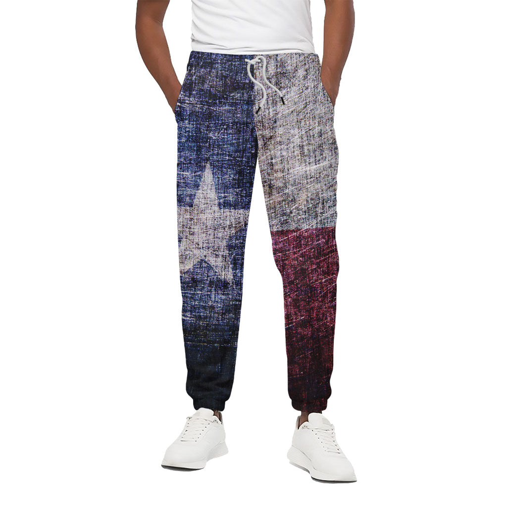 Grunge Texas Flag Print Cotton Pants