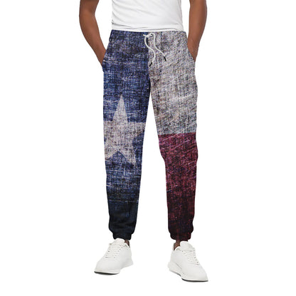 Grunge Texas Flag Print Cotton Pants