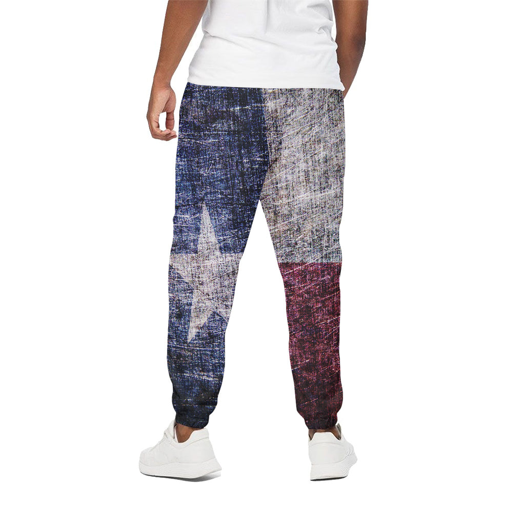 Grunge Texas Flag Print Cotton Pants