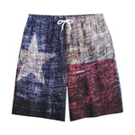 Grunge Texas Flag Print Cotton Shorts