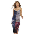 Grunge Texas Flag Print Cross Back Cami Dress