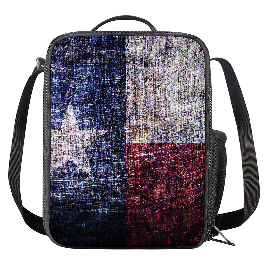 Grunge Texas Flag Print Crossbody Lunch Bag