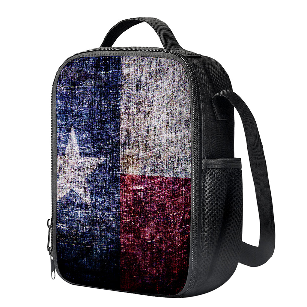 Grunge Texas Flag Print Crossbody Lunch Bag