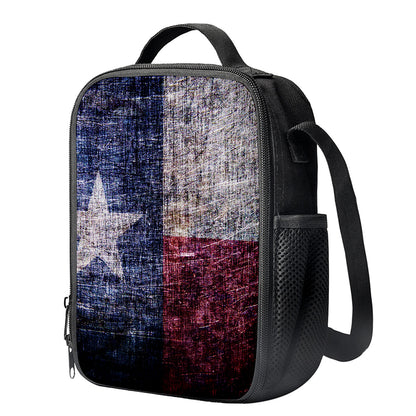 Grunge Texas Flag Print Crossbody Lunch Bag