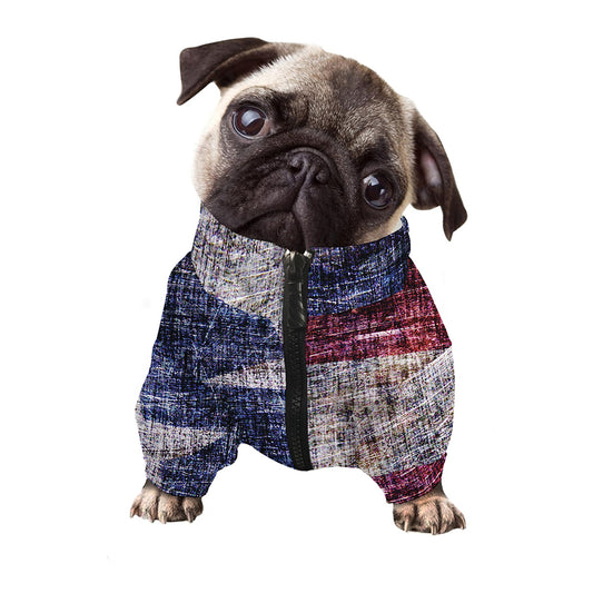 Grunge Texas Flag Print Dog Zip Up Jacket