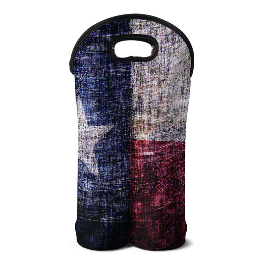 Grunge Texas Flag Print Double Neoprene Wine Tote