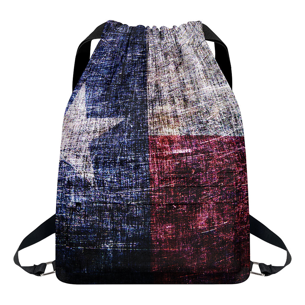 Grunge Texas Flag Print Drawstring Backpack
