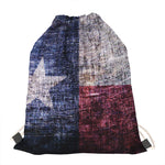Grunge Texas Flag Print Drawstring Bag