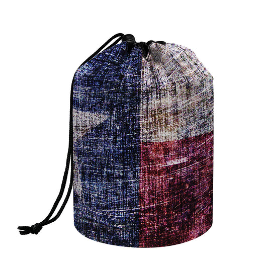 Grunge Texas Flag Print Drawstring Makeup Bag