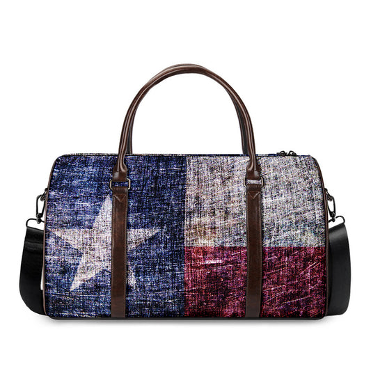 Grunge Texas Flag Print Duffle Bag