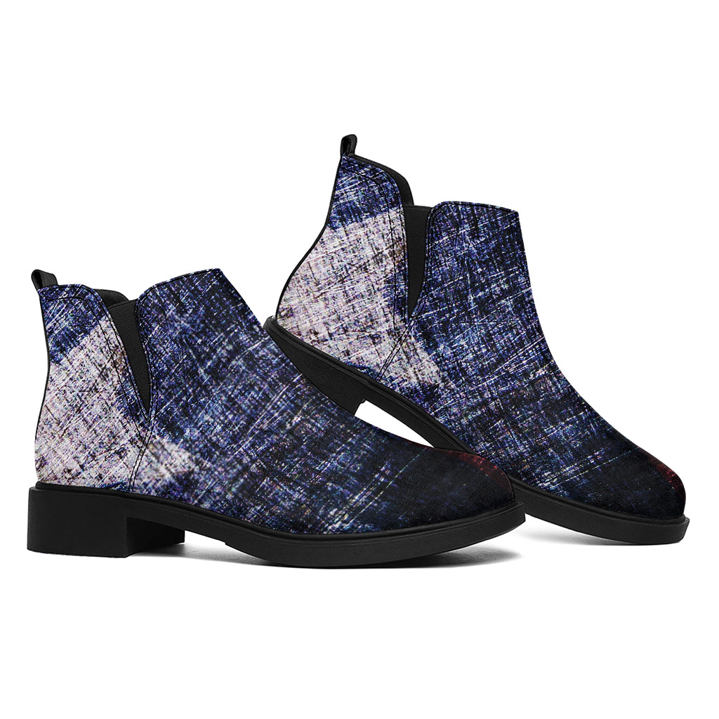 Grunge Texas Flag Print Flat Ankle Boots