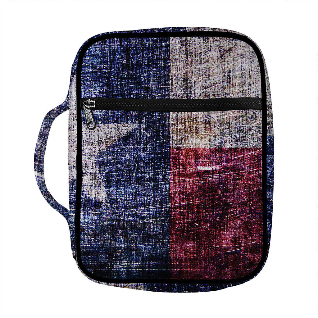 Grunge Texas Flag Print Front Pocket Bible Bag