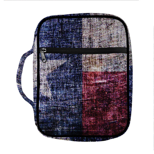 Grunge Texas Flag Print Front Pocket Bible Bag
