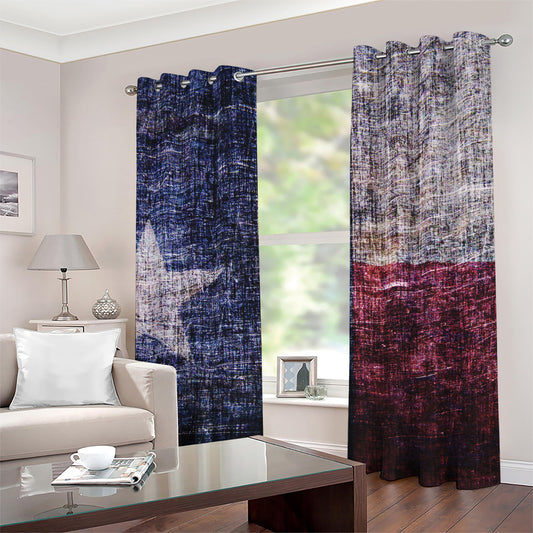 Grunge Texas Flag Print Grommet Curtains