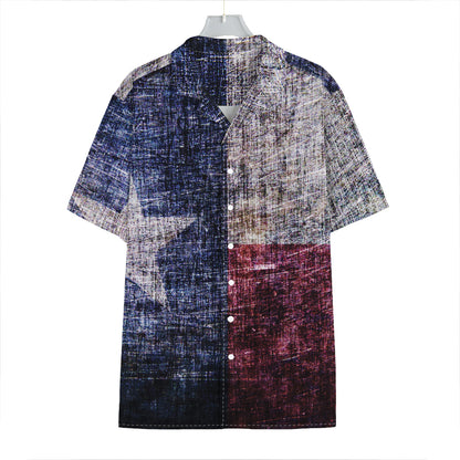 Grunge Texas Flag Print Hawaiian Shirt