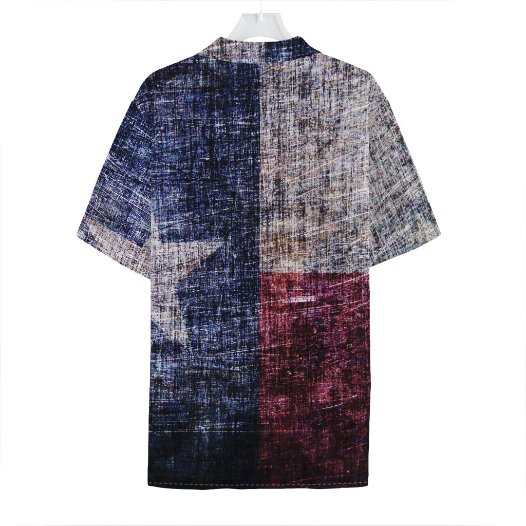 Grunge Texas Flag Print Hawaiian Shirt