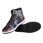 Grunge Texas Flag Print High Top Leather Sneakers