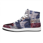Grunge Texas Flag Print High Top Leather Sneakers