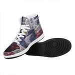 Grunge Texas Flag Print High Top Leather Sneakers