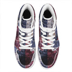 Grunge Texas Flag Print High Top Leather Sneakers