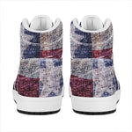 Grunge Texas Flag Print High Top Leather Sneakers