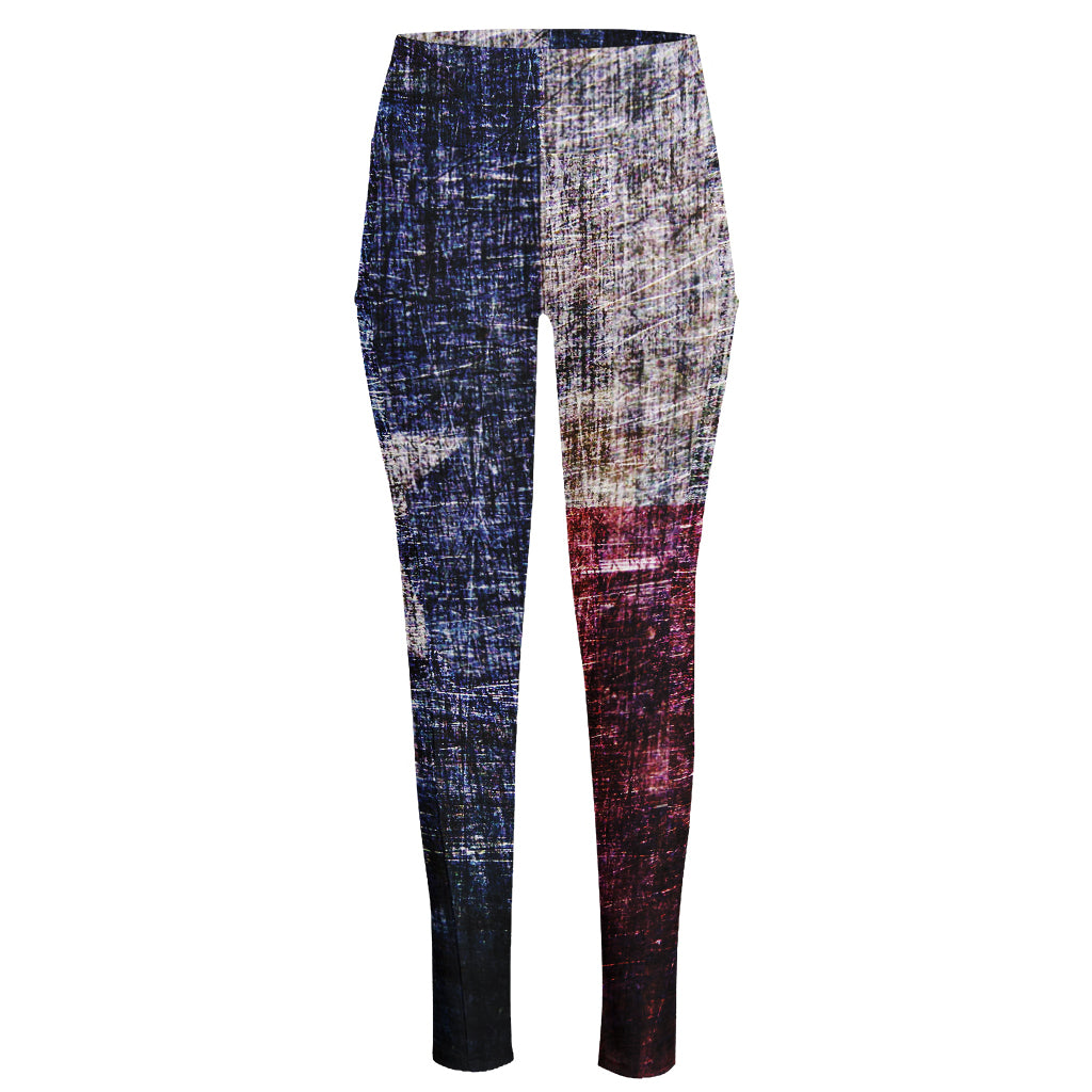 Grunge Texas Flag Print High-Waisted Pocket Leggings
