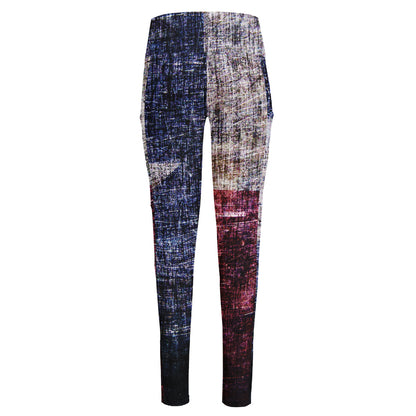 Grunge Texas Flag Print High-Waisted Pocket Leggings