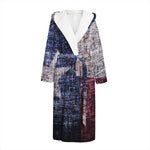 Grunge Texas Flag Print Hooded Bathrobe