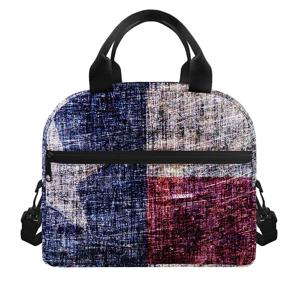 Grunge Texas Flag Print Insulated Lunch Bag