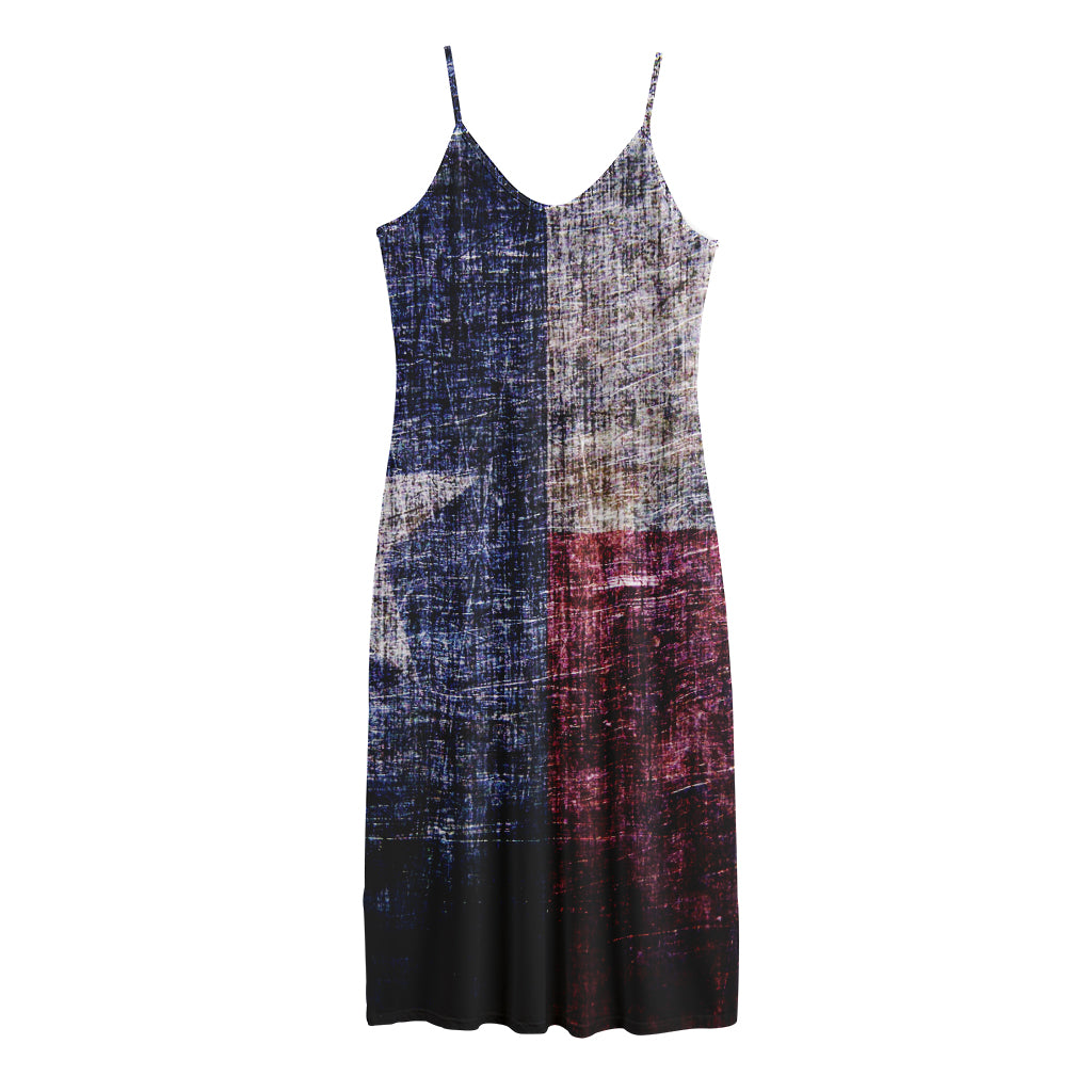Grunge Texas Flag Print Jersey Midi Cami Dress