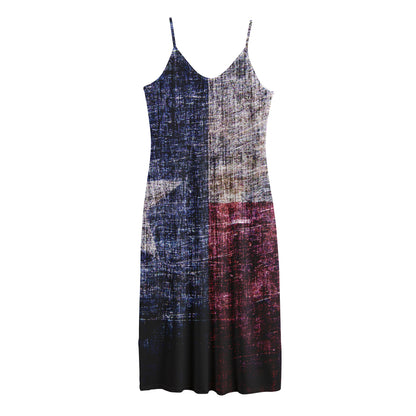 Grunge Texas Flag Print Jersey Midi Cami Dress