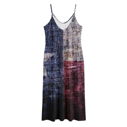 Grunge Texas Flag Print Jersey Midi Cami Dress