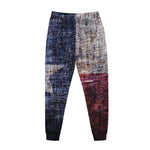 Grunge Texas Flag Print Jogger Pants