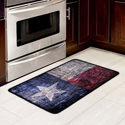 Grunge Texas Flag Print Kitchen Mat
