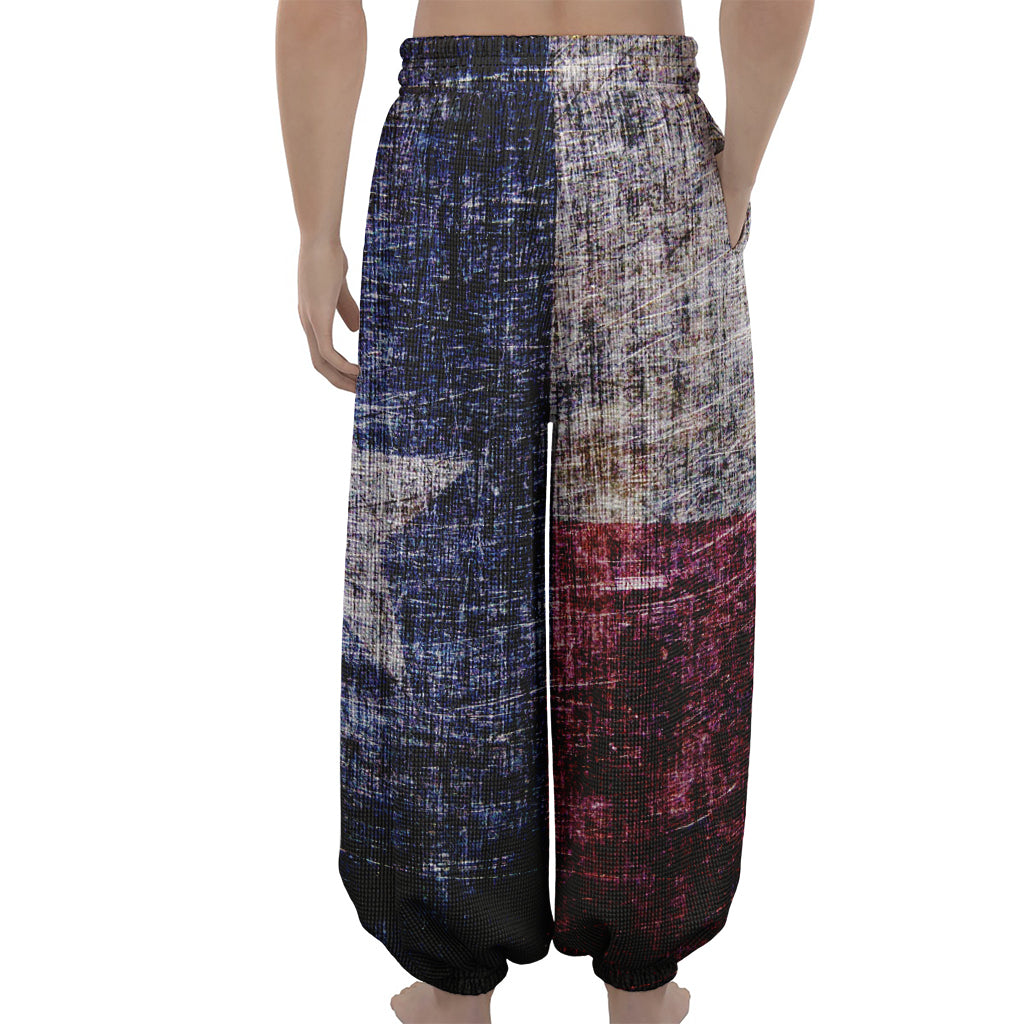 Grunge Texas Flag Print Lantern Pants