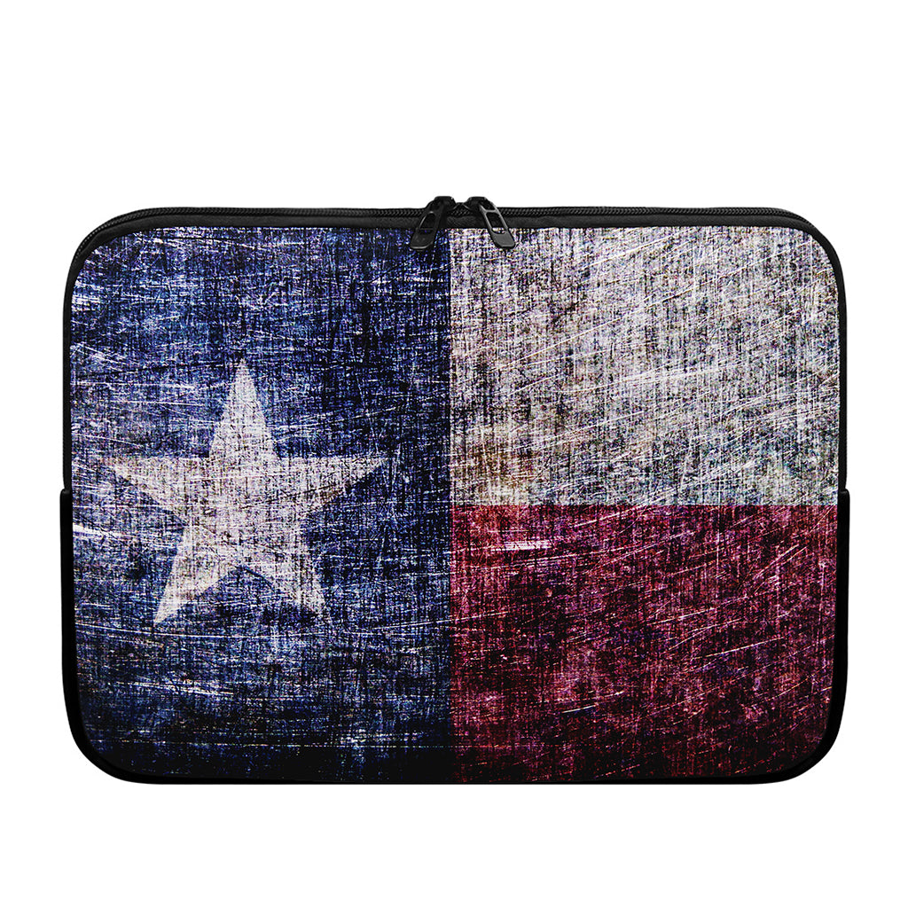 Grunge Texas Flag Print Laptop Sleeve