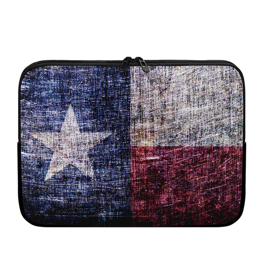 Grunge Texas Flag Print Laptop Sleeve