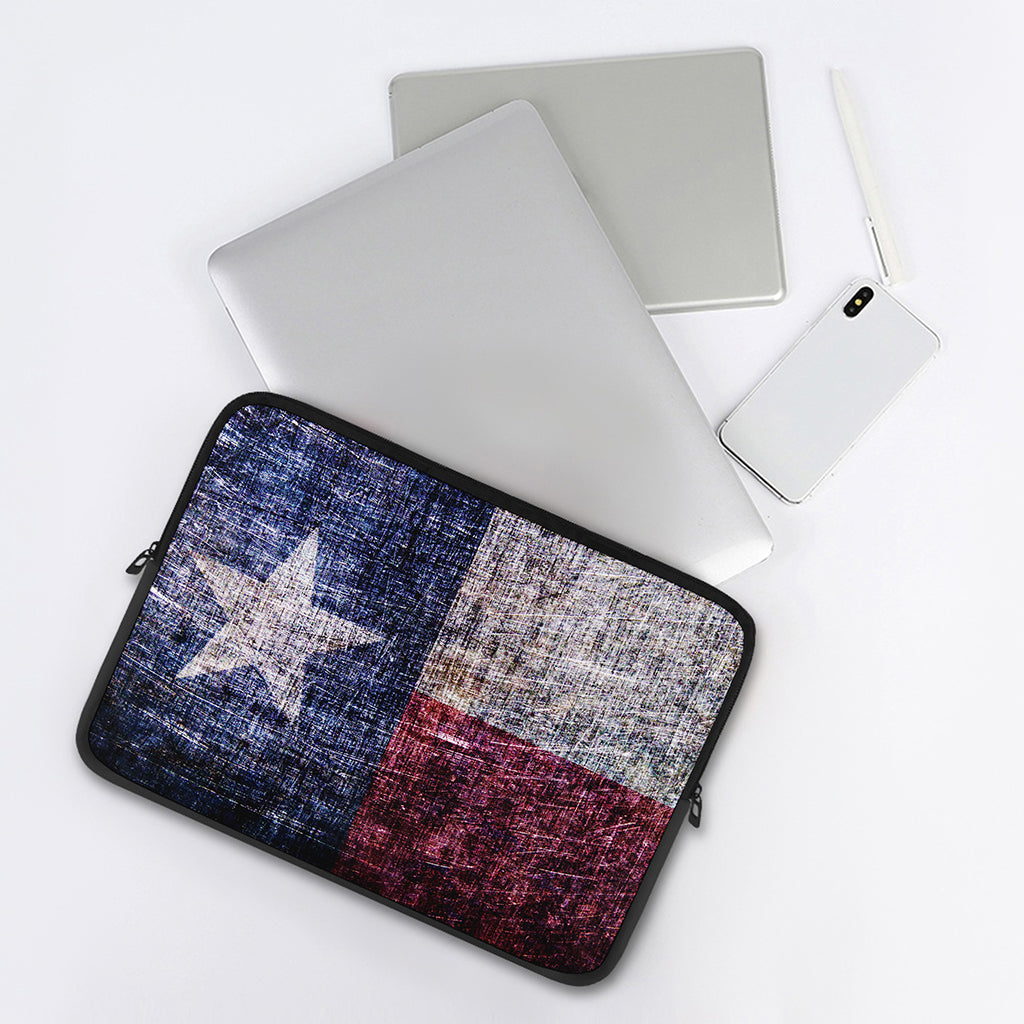 Grunge Texas Flag Print Laptop Sleeve