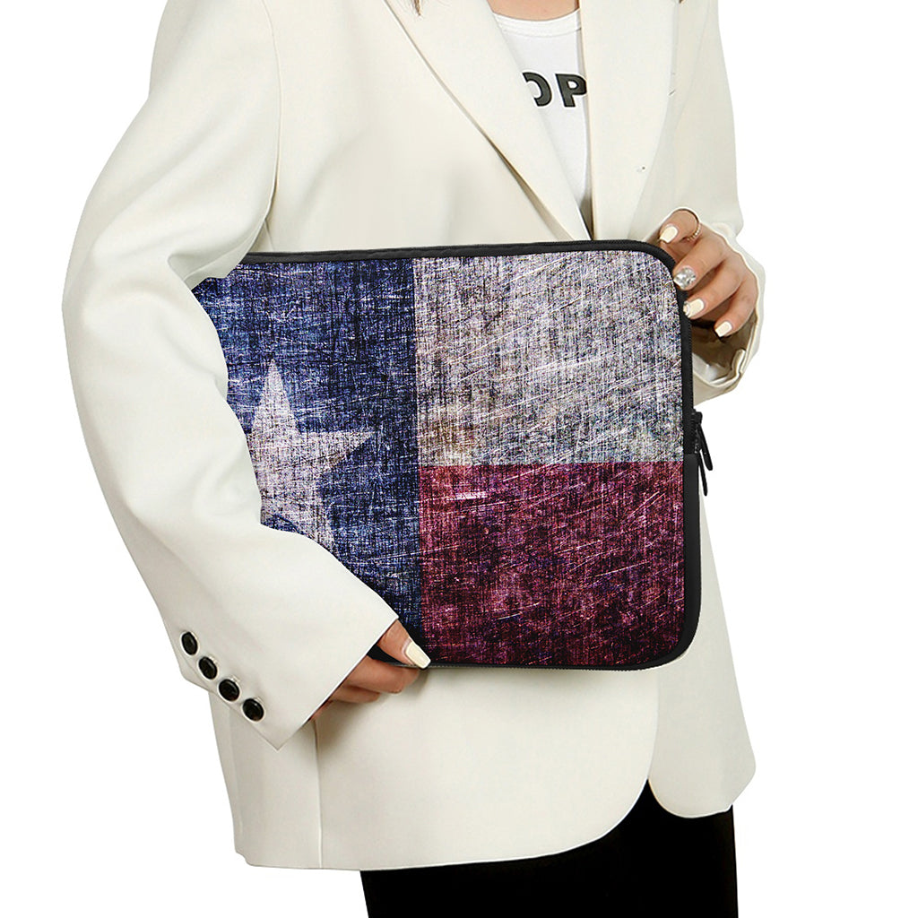 Grunge Texas Flag Print Laptop Sleeve