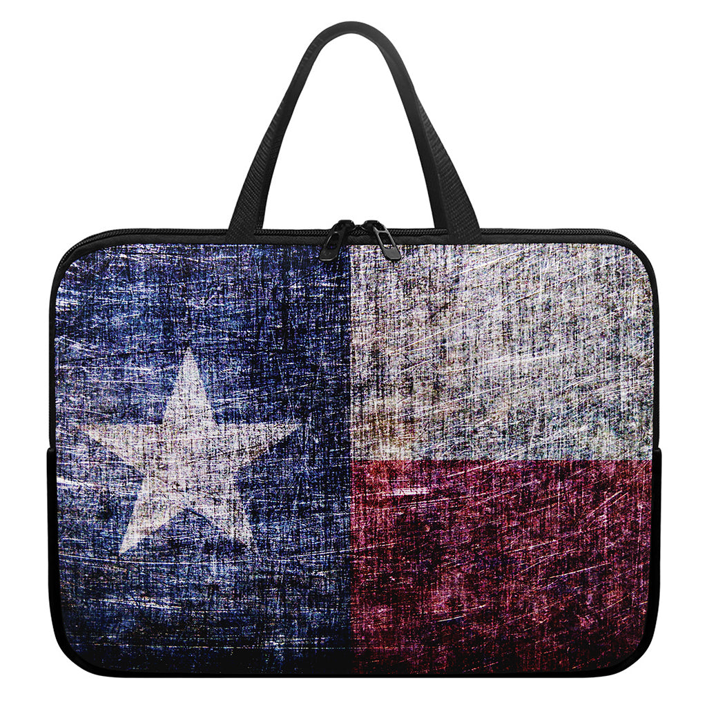 Grunge Texas Flag Print Laptop Sleeve With Handle